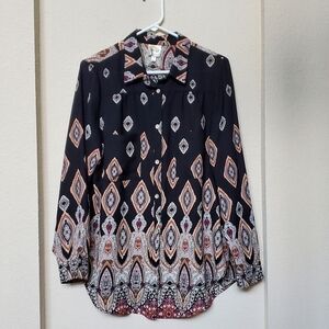 Fig & Flower L/S Polyester Shirt.  Size L